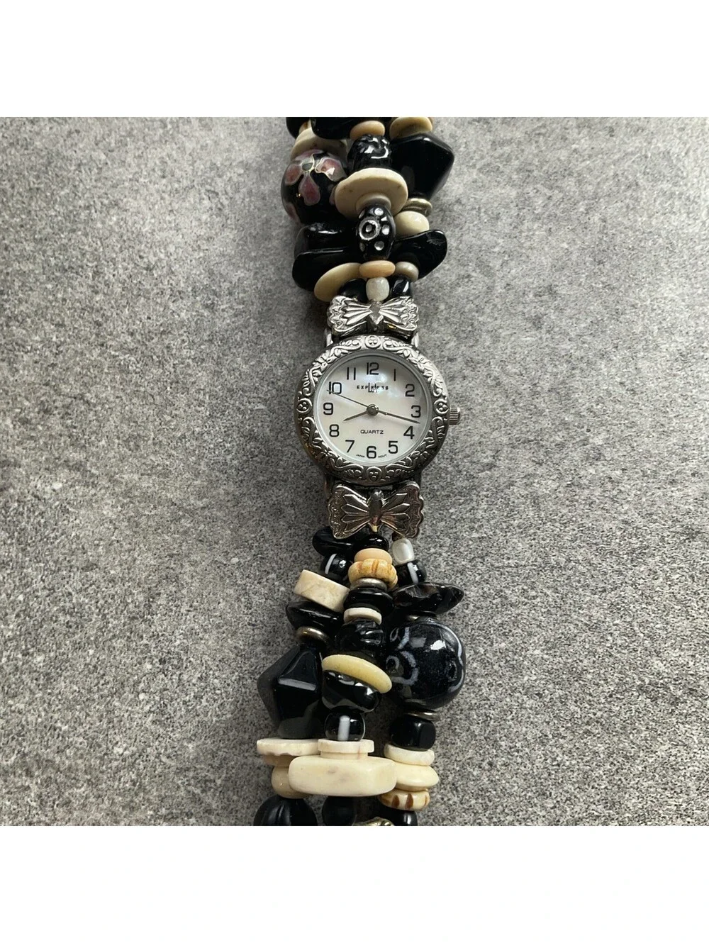 Vintage La Express Womens Bracelet Watch 26mm Silver Tone Case MOP Dial B-Q